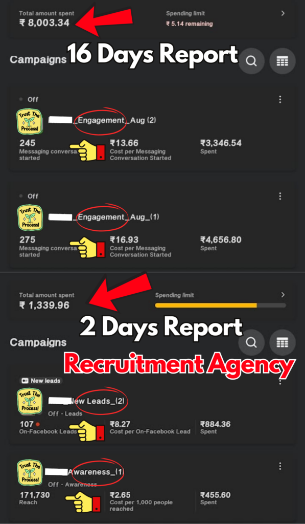 Engagement Campaign Organic foods & Two day Awarness & Lead Generation campaign results